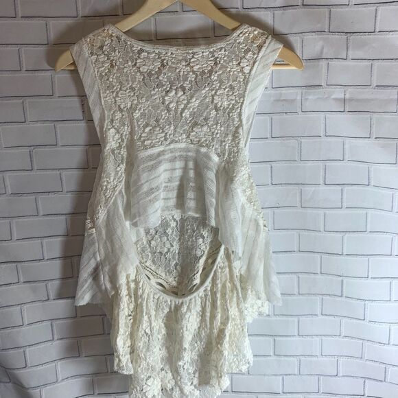 Free People Dark Bloom Lace Open Back Top Size S - Picture 3 of 6